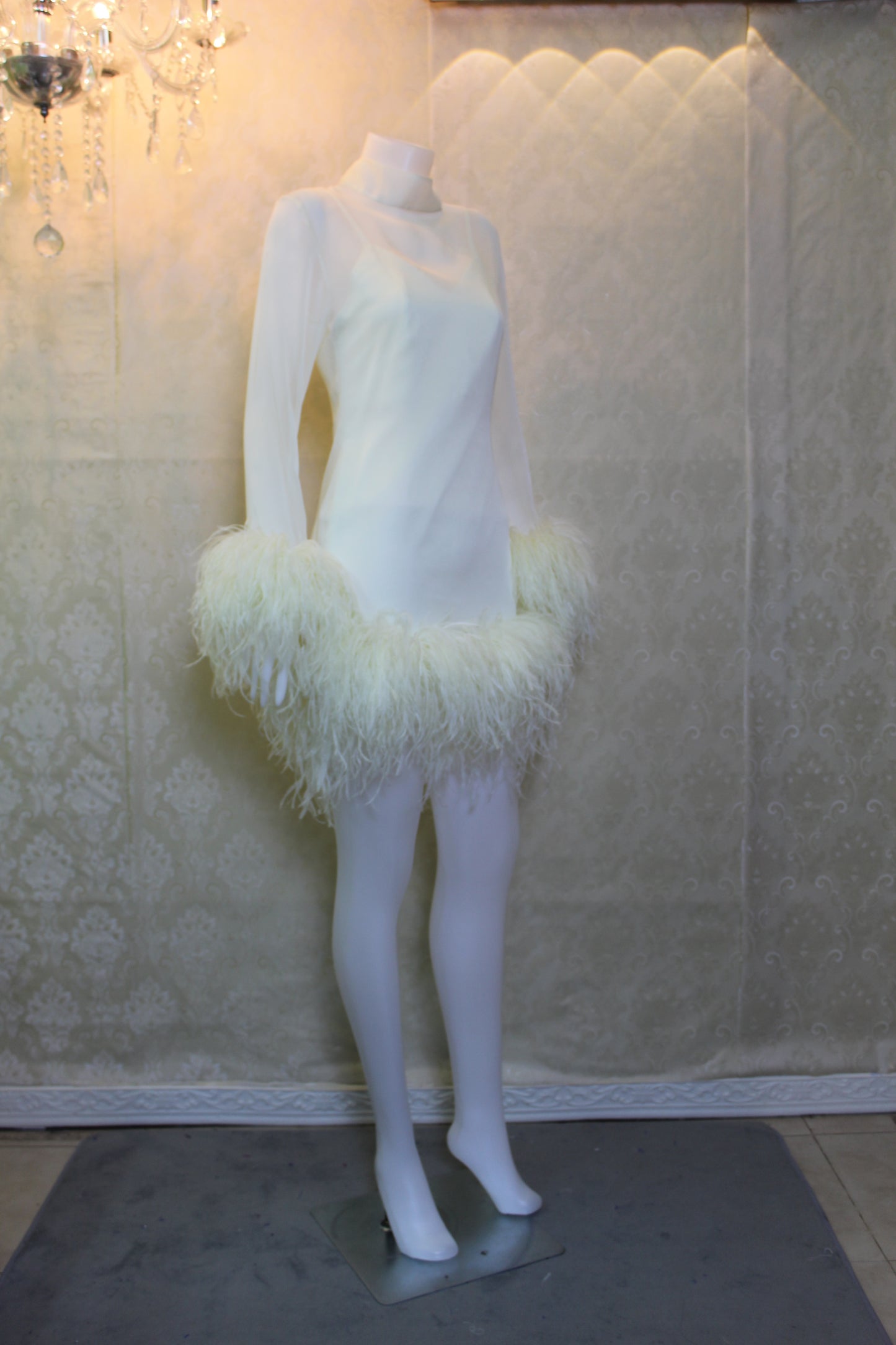 MARAYA Ivory Long Sleeve mini dress