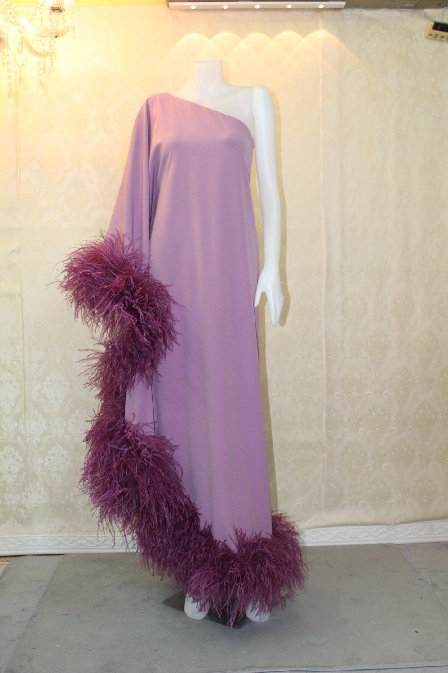 purple Sequin One-Shoulder Maxi Dress