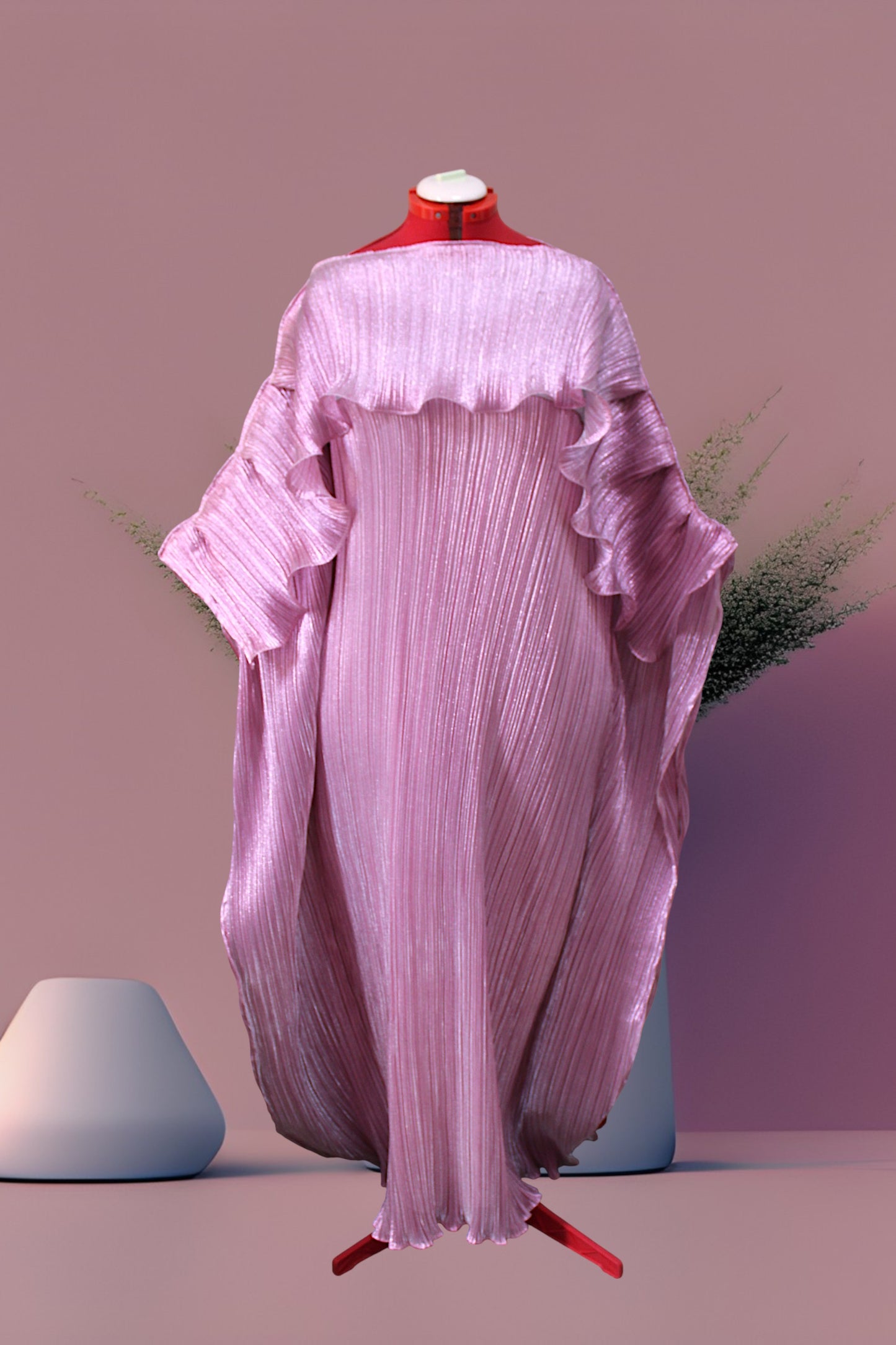 MARAYA Metallic Miyake Pleated Boubou Dress