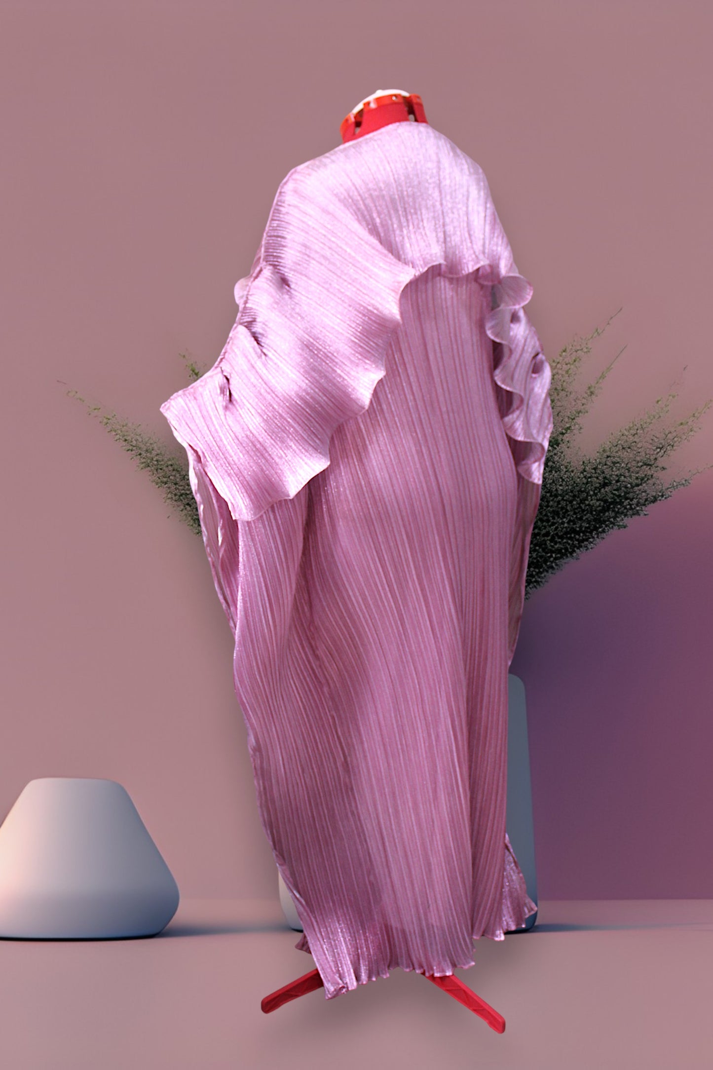 MARAYA Metallic Miyake Pleated Boubou Dress