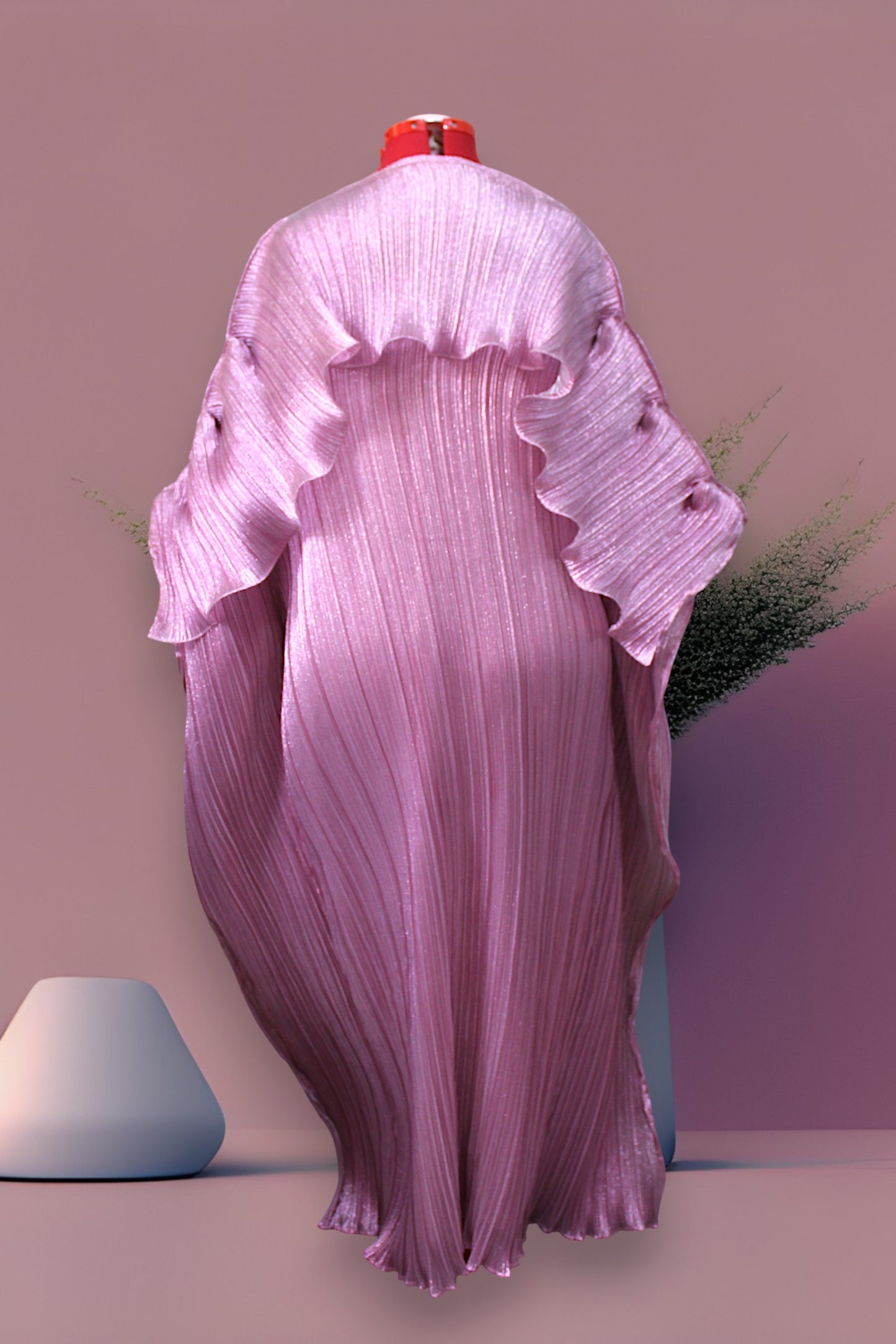 MARAYA Metallic Miyake Pleated Boubou Dress