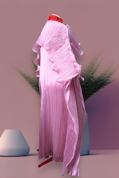 MARAYA Metallic Miyake Pleated Boubou Dress