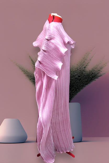 MARAYA Metallic Miyake Pleated Boubou Dress