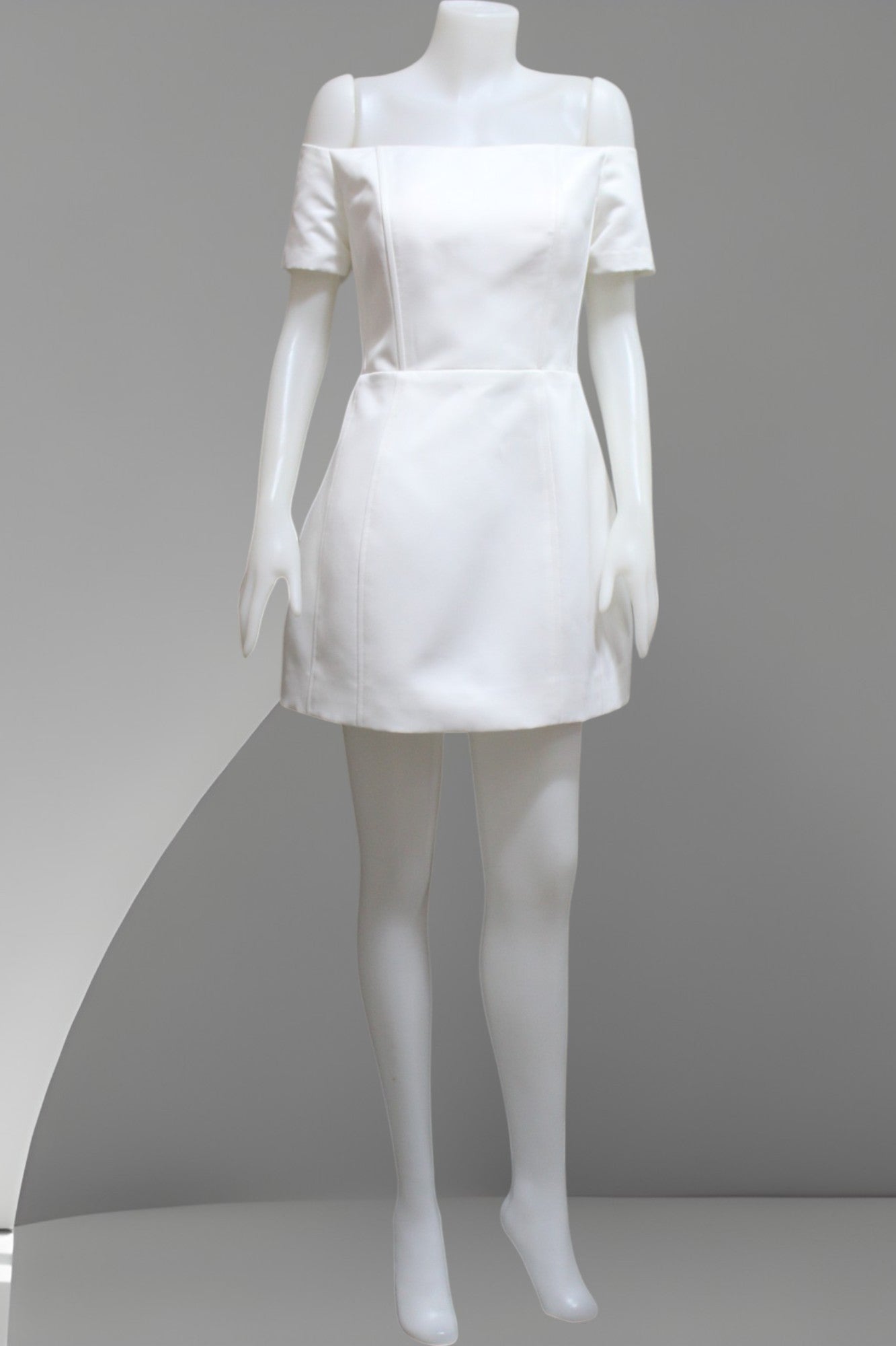 MARAYA Off Shoulder White Wedding Mini Dress