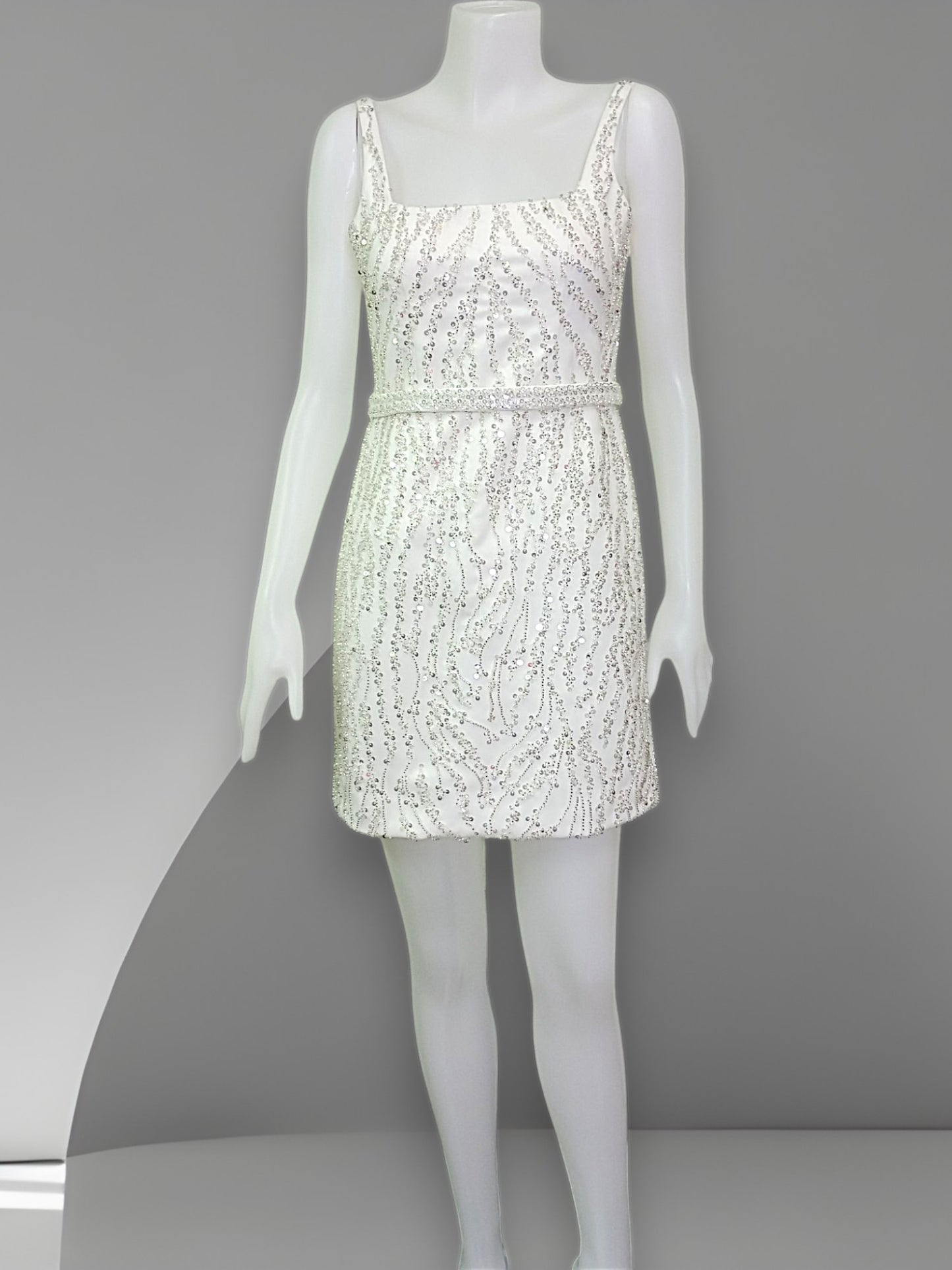MARAYA Bride Sleeveless Square Neck A-Line Style, Sequin embroidered, Mermaid Style, Hen party, Back siper and V shape.