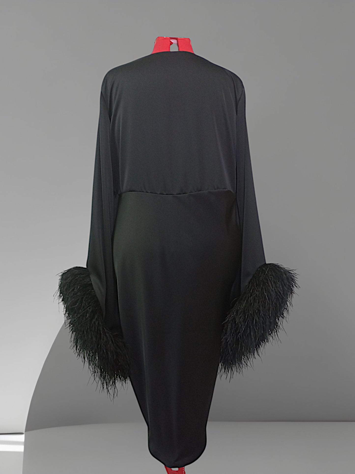 MARAYA Black Feather Midi Dress, Black Vulture Dress