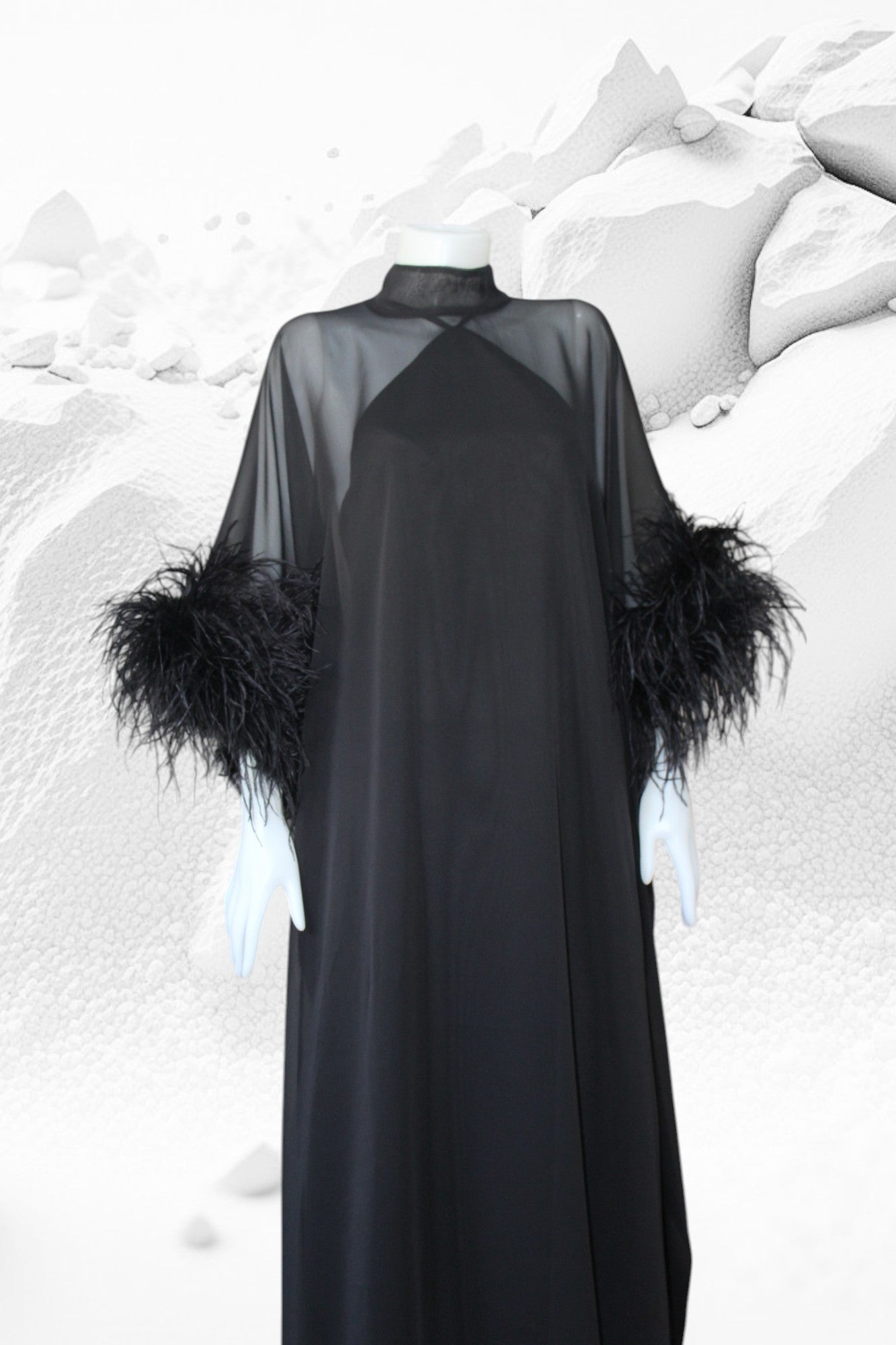 MARAYA Black Kaftan Shift Evening Maxi Feather dress 18 US women's numeric / Light Pink MARAYA Black Kaftan Shift Evening Maxi Feather dress 18 US women's numeric / Light Pink