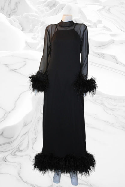 MARAYA Black Long sleeve maxi dress (Size US12 - Plus size).
