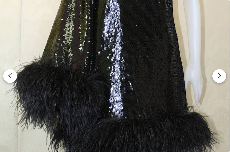 MARAYA Black Sequin One-Shoulder Feather Mini Dress 2 US women's numeric / Black MARAYA Black Sequin One-Shoulder Feather Mini Dress 2 US women's numeric / Black