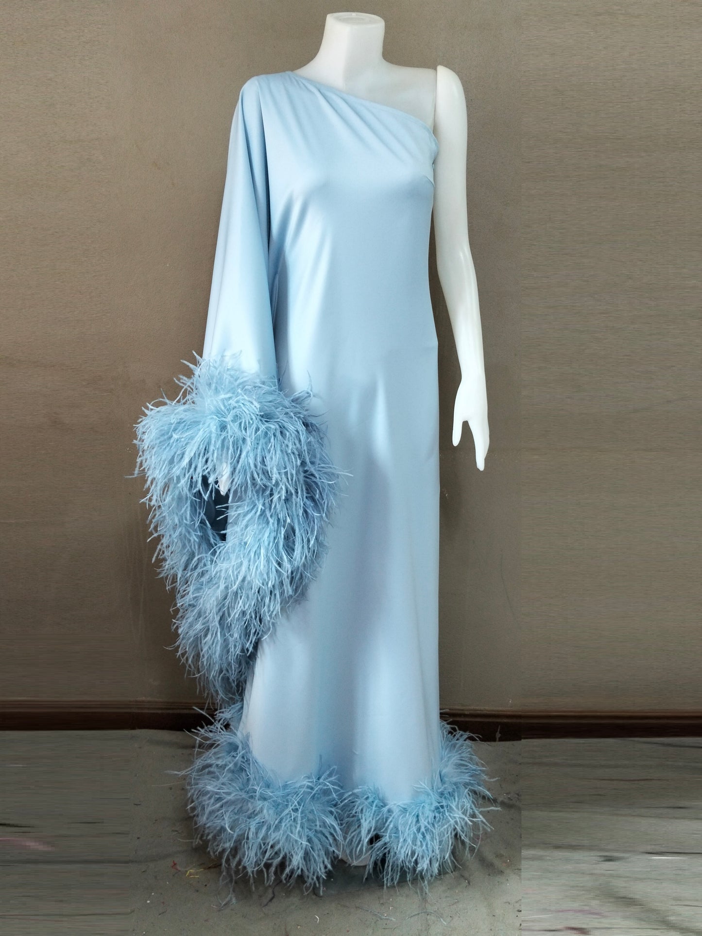 MARAYA Blue One-Shoulder Maxi Dress