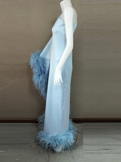 MARAYA Blue One-Shoulder Maxi Dress
