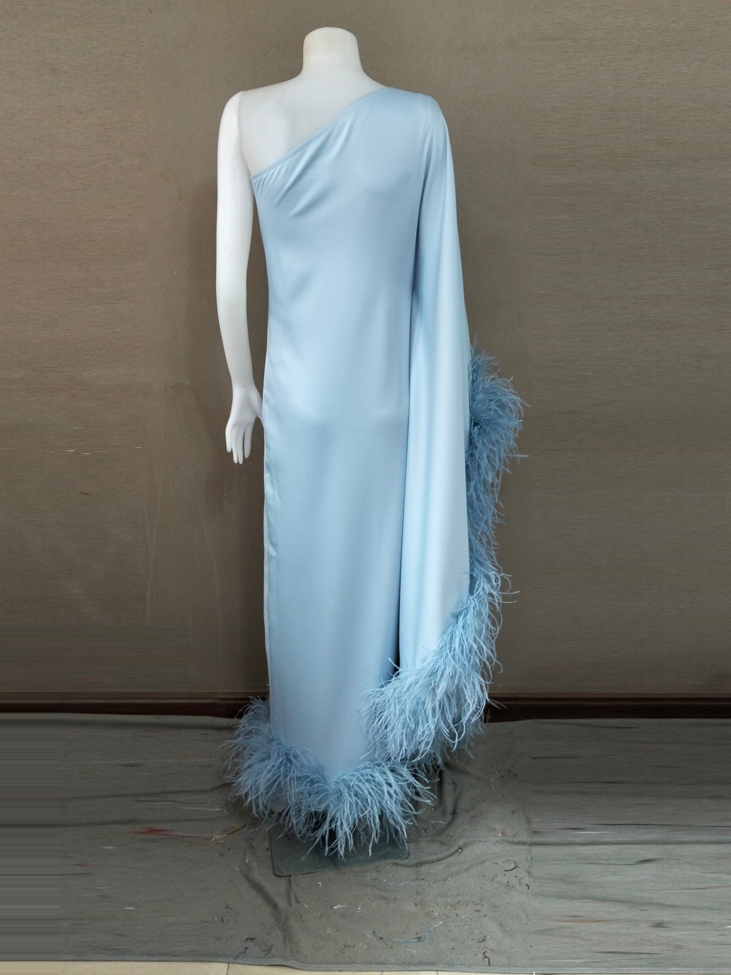 MARAYA Blue One-Shoulder Maxi Dress