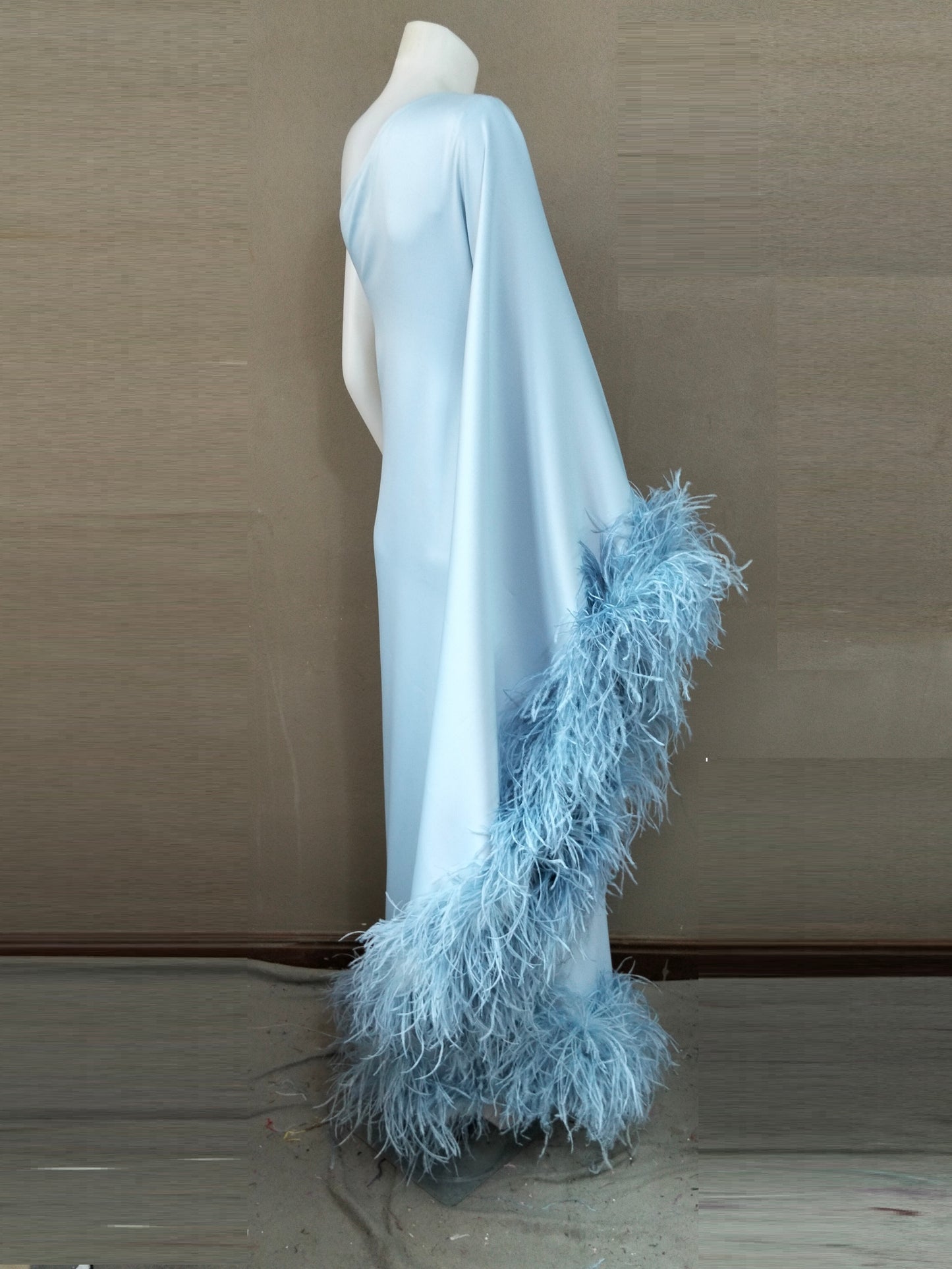 MARAYA Blue One-Shoulder Maxi Dress