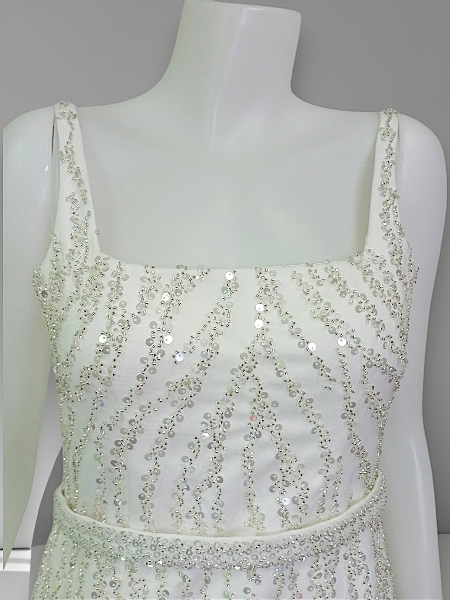 MARAYA Bride Sleeveless Square Neck A-Line Style, Sequin embroidered, Mermaid Style, Hen party, Back siper and V shape.