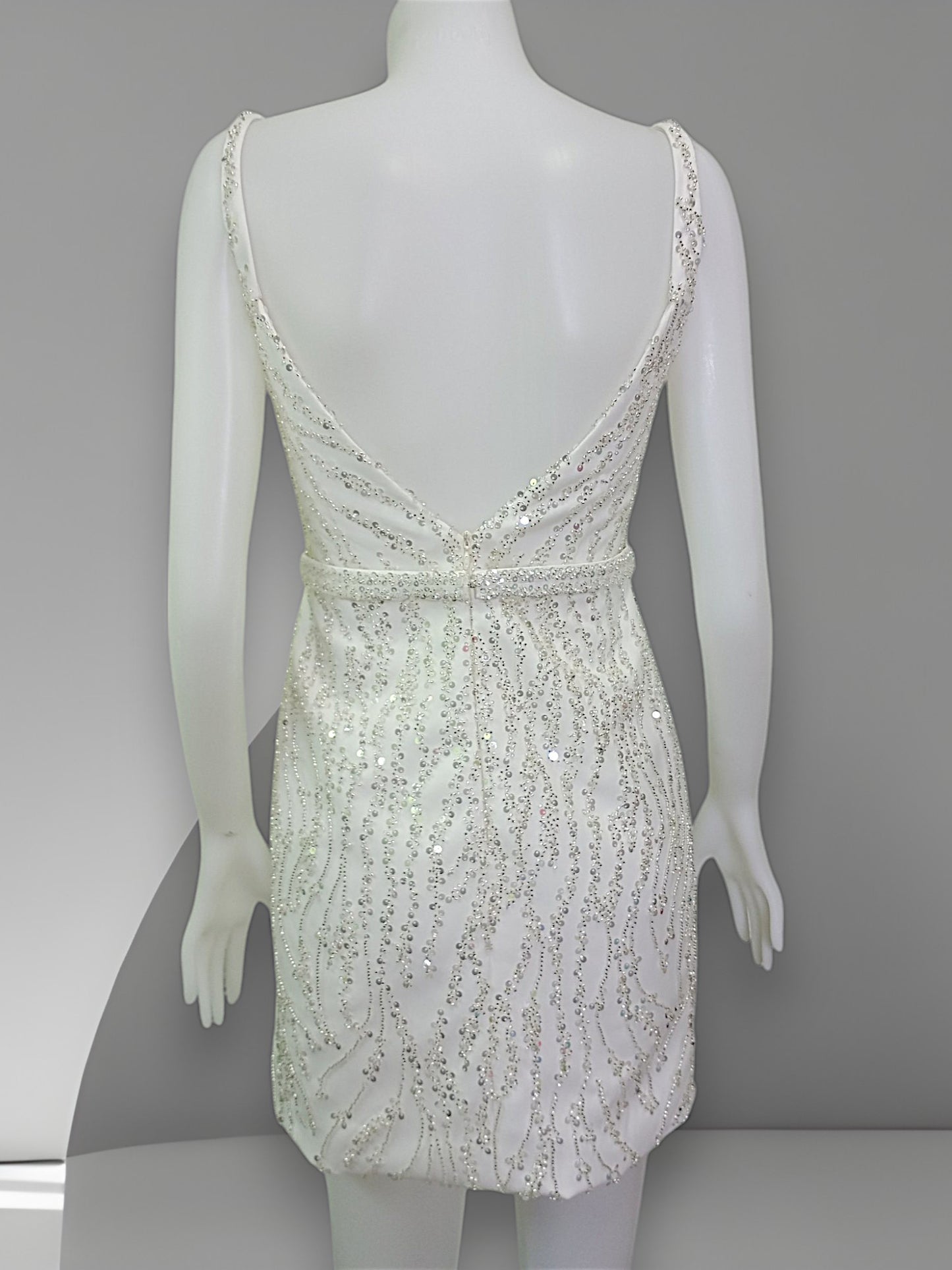 MARAYA Bride Sleeveless Square Neck A-Line Style, Sequin embroidered, Mermaid Style, Hen party, Back siper and V shape.