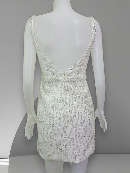 MARAYA Bride Sleeveless Square Neck A-Line Style, Sequin embroidered, Mermaid Style, Hen party, Back siper and V shape.