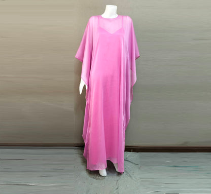 MARAYA Chiffon Kaftan Shift Evening Maxi dress (With Slip Dress)