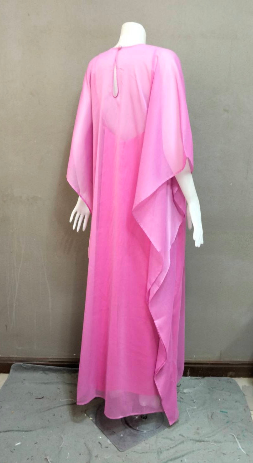 MARAYA Chiffon Kaftan Shift Evening Maxi dress (With Slip Dress)