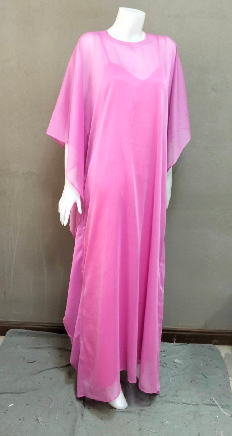MARAYA Chiffon Kaftan Shift Evening Maxi dress (With Slip Dress)