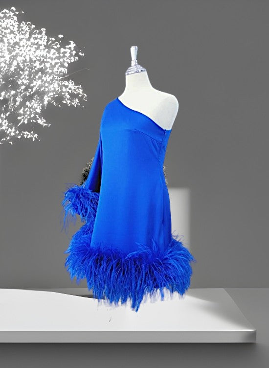 MARAYA Cobalt Blue One-Shoulder Mini Dress