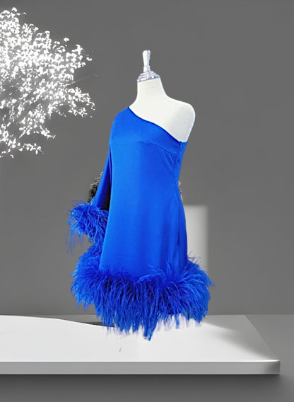 MARAYA Cobalt Blue One-Shoulder Mini Dress