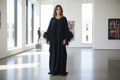 MARAYA Feather Kaftan Maxi dress