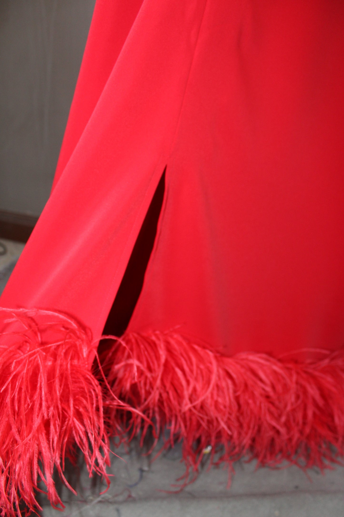 MARAYA Front Slit Kaftan Feather Maxi dress, Christmas dress