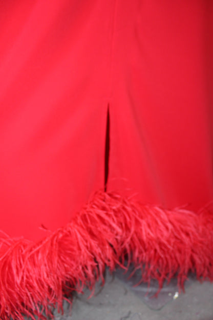 MARAYA Front Slit Kaftan Feather Maxi dress, Christmas dress