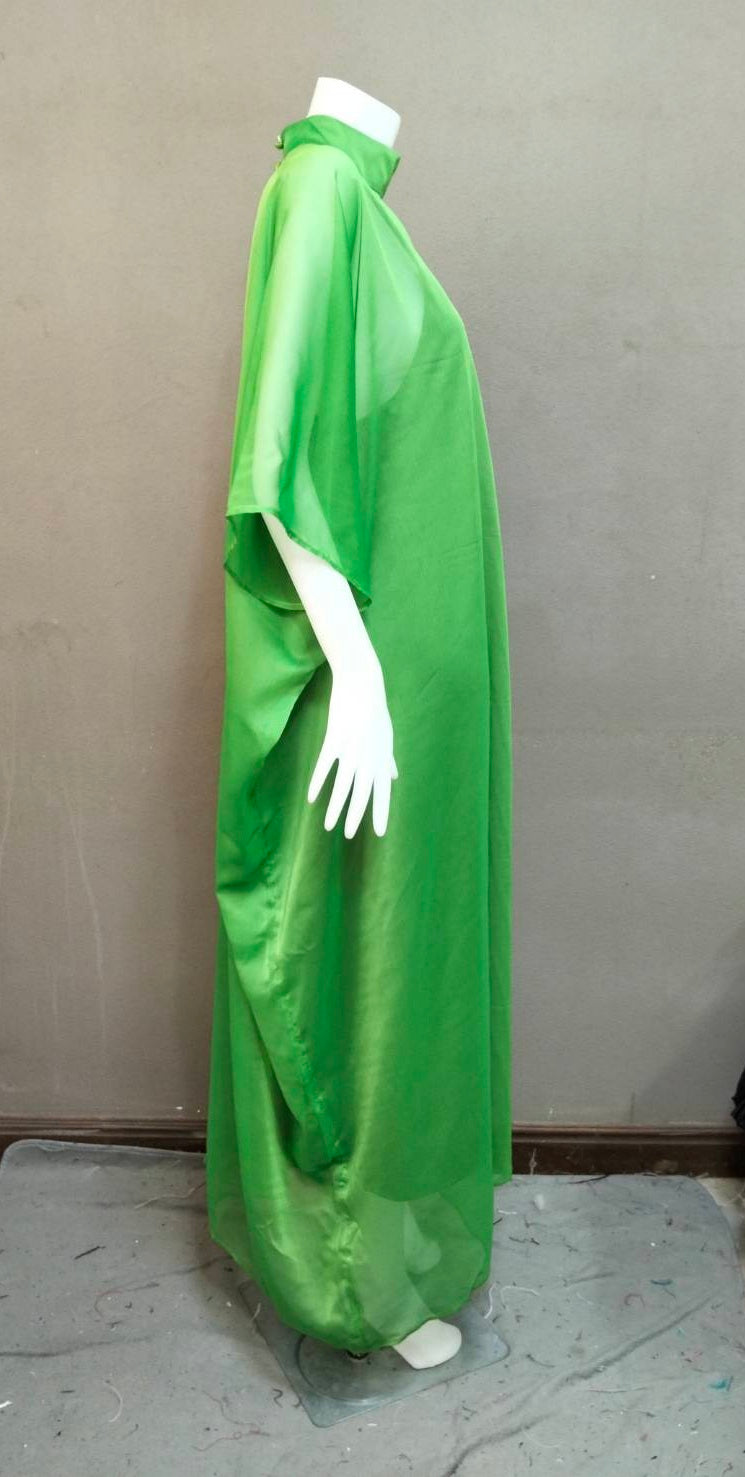 MARAYA Green Kaftan Shift Evening Maxi Feather dress