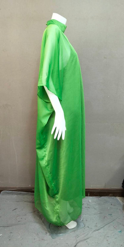 MARAYA Green Kaftan Shift Evening Maxi Feather dress
