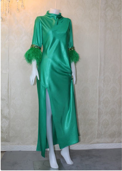 MARAYA High neck front slit Midi length