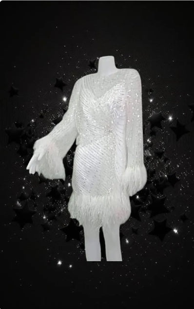 MARAYA Ivory long sleeves Mini dress