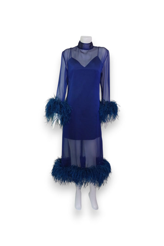 MARAYA Navy Blue Long sleeve maxi dress