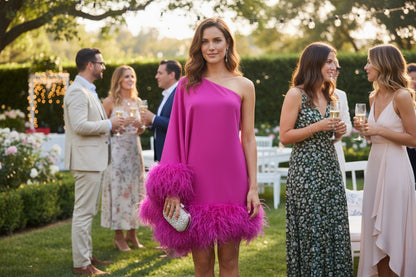 Rose Red One-Shoulder Mini Dress