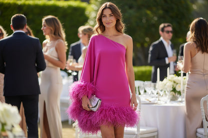 Rose Red One-Shoulder Mini Dress