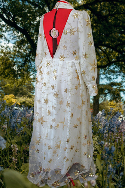 MARAYA Plus Size Wedding Maxi dress,Embroidery Star, Plus Size white lace dress,lace bridal gown,custom wedding dress,Long sleeve wedding dresses