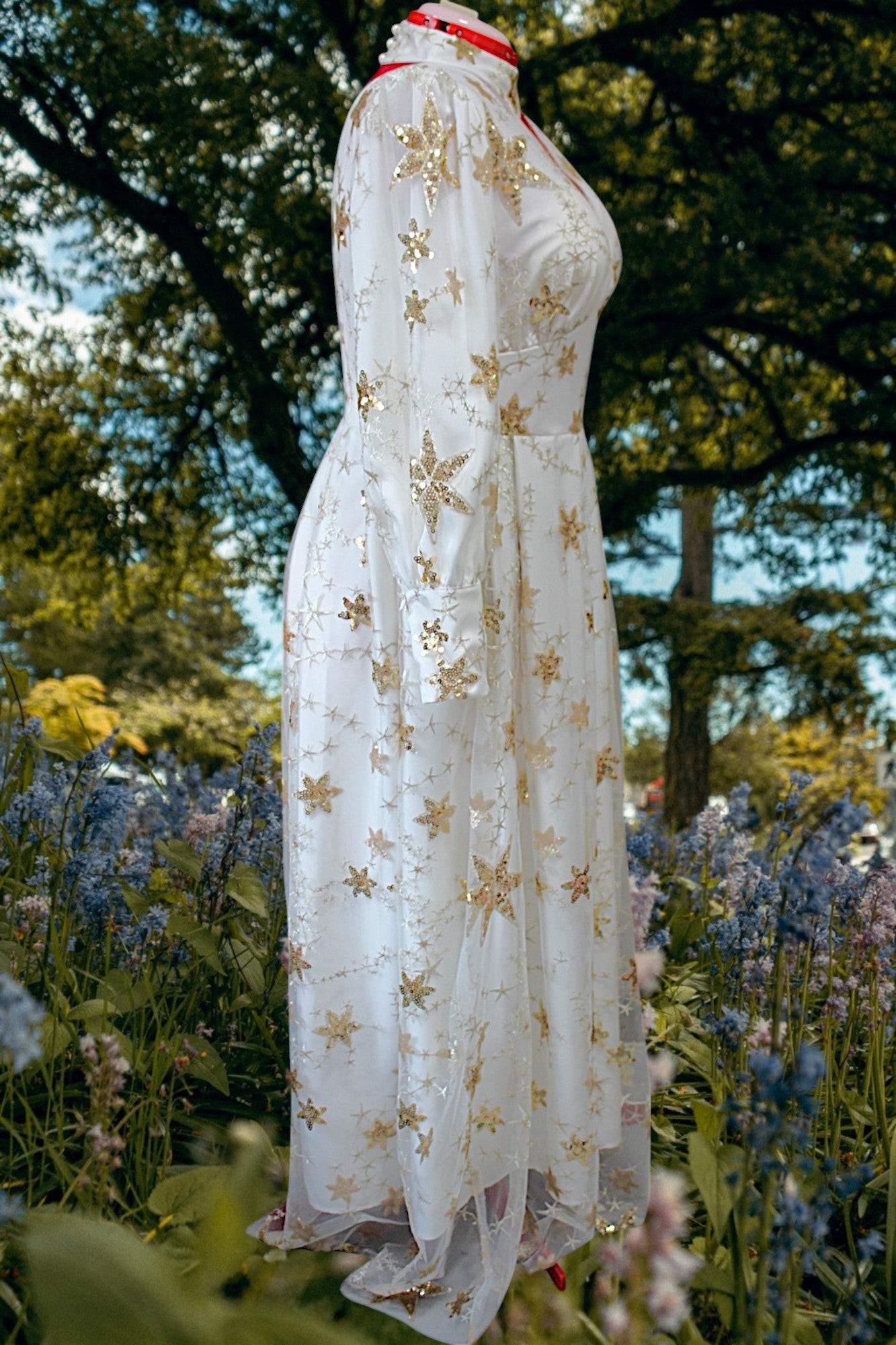 MARAYA Plus Size Wedding Maxi dress,Embroidery Star, Plus Size white lace dress,lace bridal gown,custom wedding dress,Long sleeve wedding dresses
