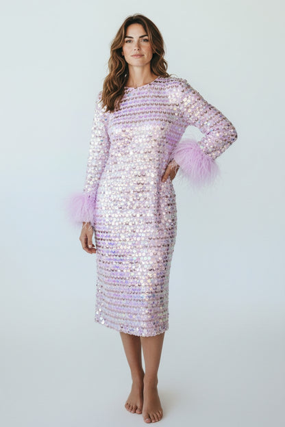 MARAYA Sequin Maxi and Midi Feather Dress