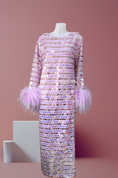 MARAYA Sequin Maxi and Midi Feather Dress