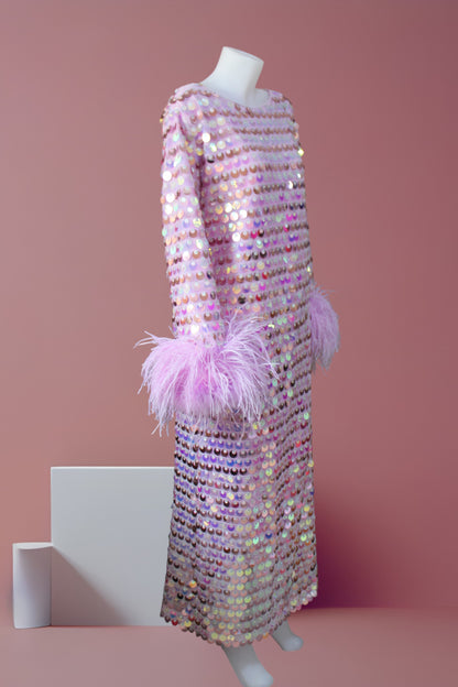 MARAYA Sequin Maxi and Midi Feather Dress