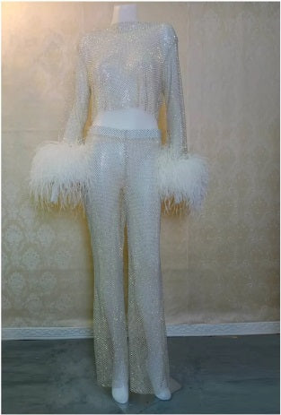 MARAYA Sparkle Crop Top & Long Pant