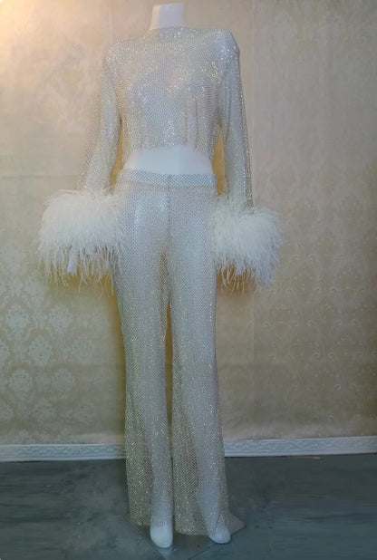 MARAYA Sparkle Crop Top & Long Pant