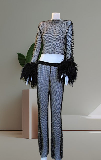 MARAYA Sparkle Crop Top & Long Pant