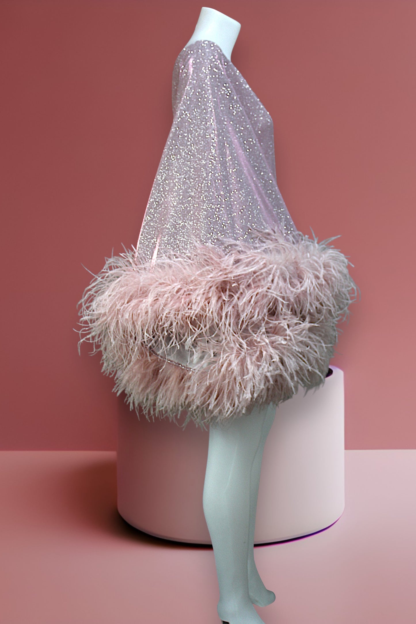 MARAYA Star Glamour One-Shoulder Mini Feather Dress