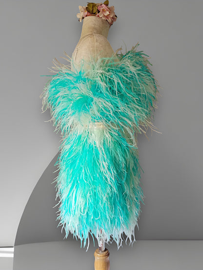 MARAYA Two Tone Mix colors Feather Mini dress