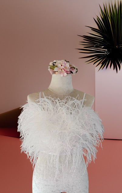 White Feather Crop Top