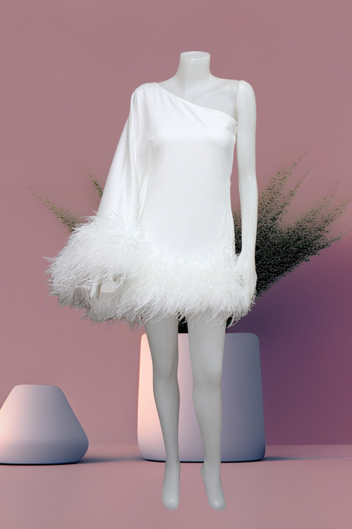 MARAYA White One-Shoulder Mini Dress