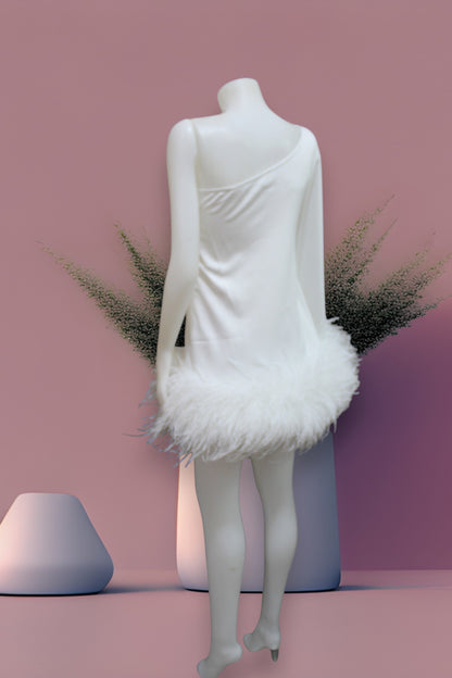 MARAYA White One-Shoulder Mini Dress