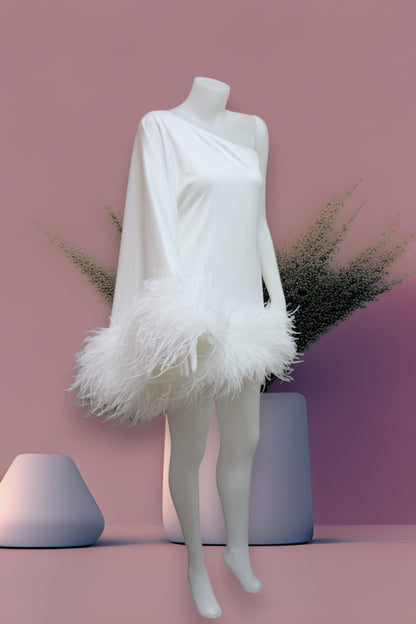 MARAYA White One-Shoulder Mini Dress