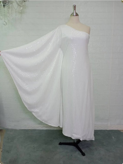 MARAYA White Sequin One-Shoulder Maxi Dress No feather